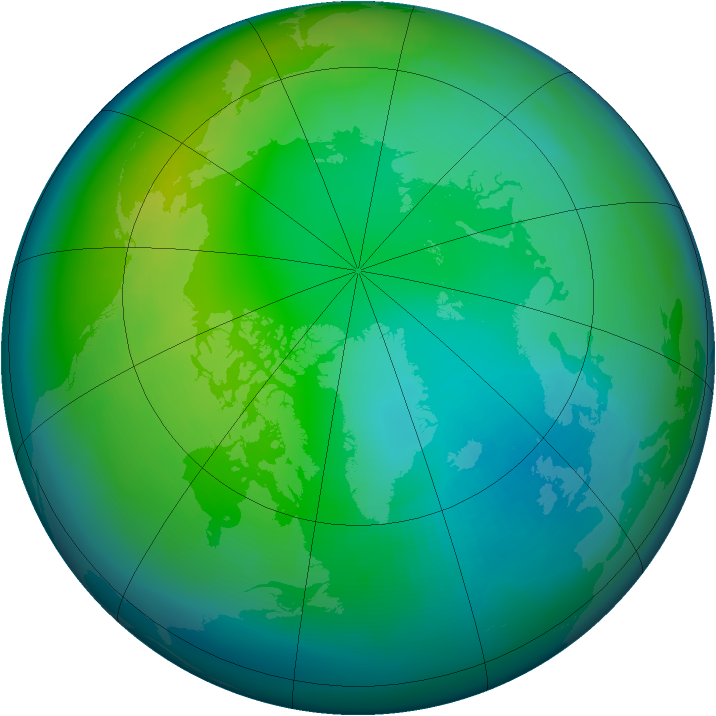 Arctic ozone map for November 1988
